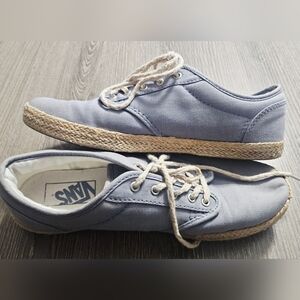 Womens Vans stone blue canvas/burlap sneakers size 8